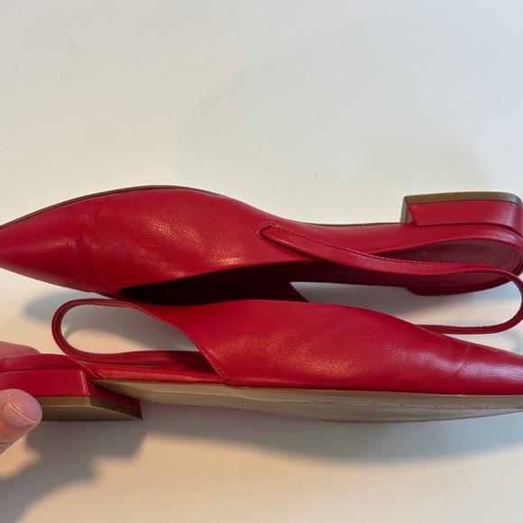 M. Gemi Red Pointed Slingback Leather Flats 7.5 Italy Leather Luxe - Picture 8 of 10